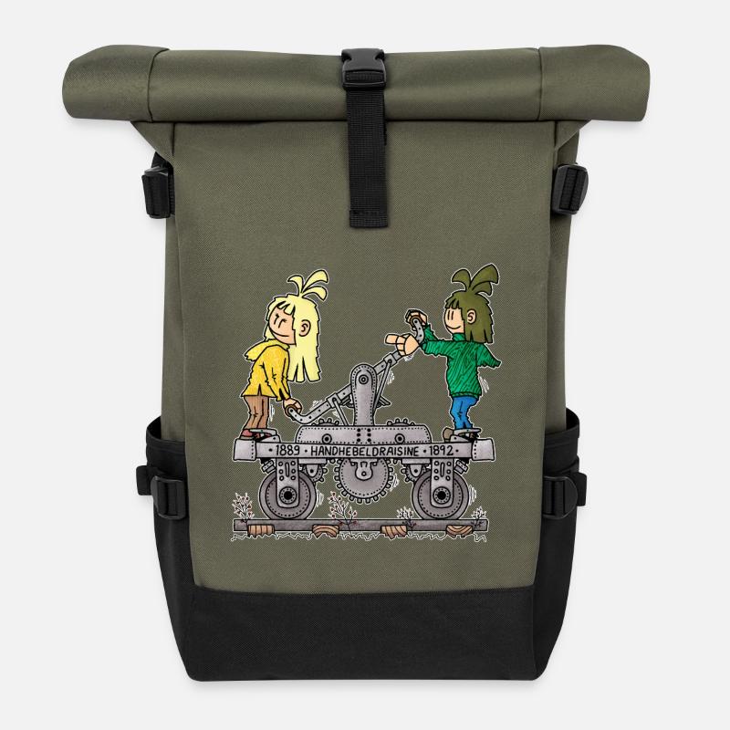 Rona & Quinn – the hand-lever trolley / - Roll Top Backpack - olive/black