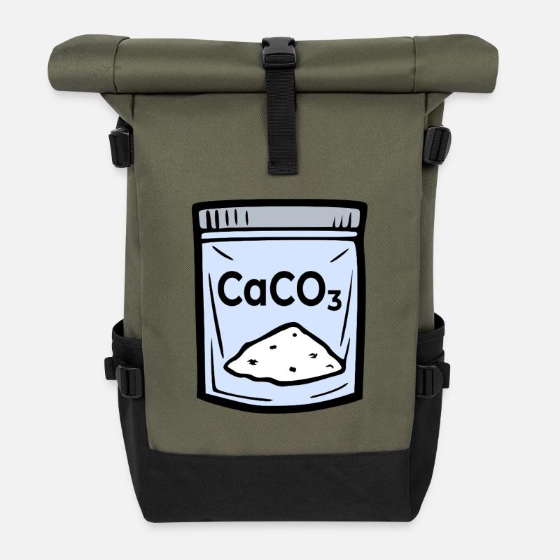 Calcium carbonate chalk lime - Roll Top Backpack - olive/black