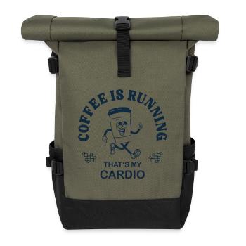 Le café coule – Drôle de dicton sportif sur le café - Sac à dos roll top - olive/noir - Devant
