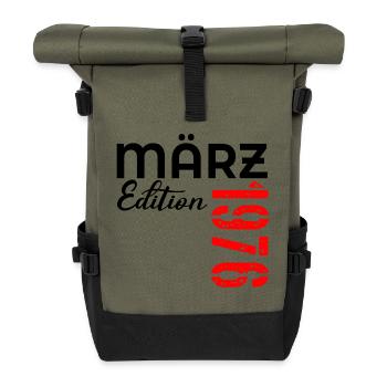 51. Geburtstag 1976 März - Rolltop Rucksack - Olive/Schwarz - Vorne