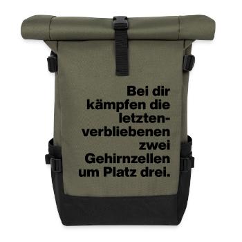BRAIN TEASERS, SARCASM, CHEEKY FIGHT WITH YOU - Roll Top Backpack - olive/black - Front
