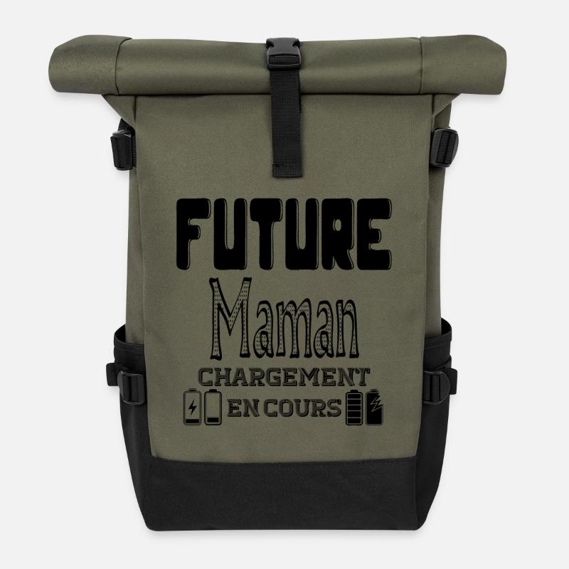 Mom-to-be Loading In Progress - Roll Top Backpack - olive/black