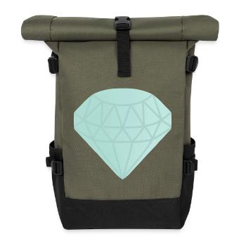 Mint Geometrischer Diamant - Rolltop Rucksack - Olive/Schwarz - Vorne
