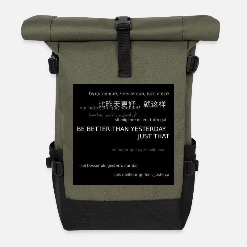 Hoodie_back_2 - Rolltop Rucksack - Olive/Schwarz