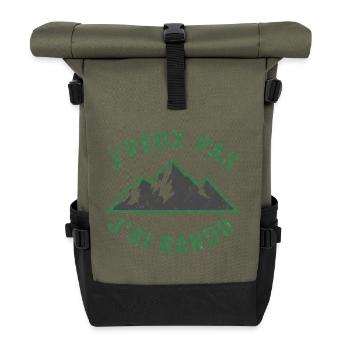 Montagnes vertes et slogan Randonnée - Sac à dos roll top - olive/noir - Devant