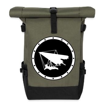 Minimalistisches Ring-Delta-Flügelabzeichen - Rolltop Rucksack - Olive/Schwarz - Vorne