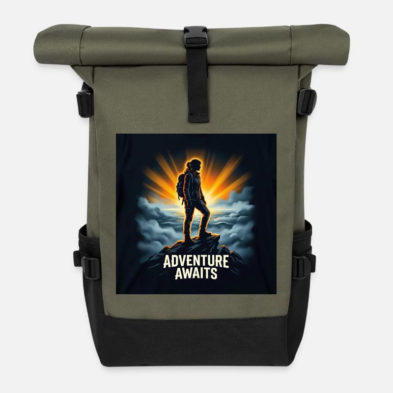 Abenteuer erwartet Bergsteiger - Rolltop Rucksack - Olive/Schwarz