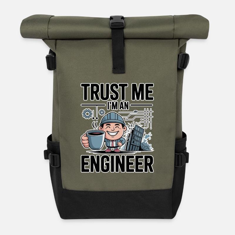 Vertrau mir, ich bin Ingenieur – für einen dunklen Hintergrund - Rolltop Rucksack - Olive/Schwarz