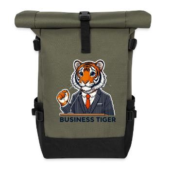 Business Tiger in a Suit - Roll Top Backpack - olive/black - Front