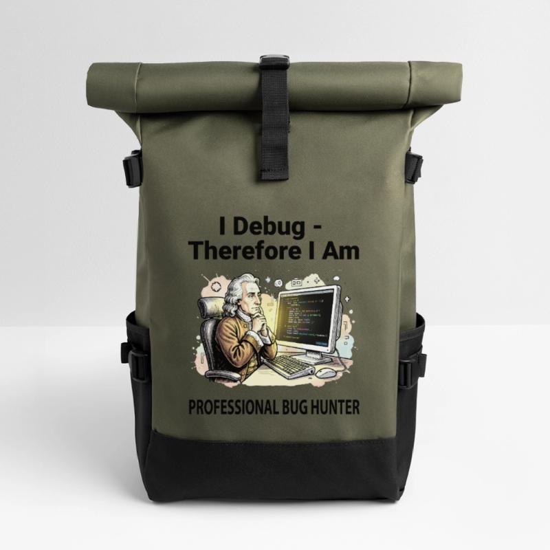 Retro Scholar an der Coding Console – leichter Hintergrund Rolltop Rucksack