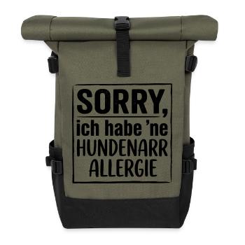 Hundenarr Allergie Lustiges Hundeshirt - Rolltop Rucksack - Olive/Schwarz - Vorne