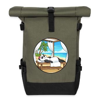 Strand-Spa Panda-Bär-Entspannungskunst - Rolltop Rucksack - Olive/Schwarz - Vorne