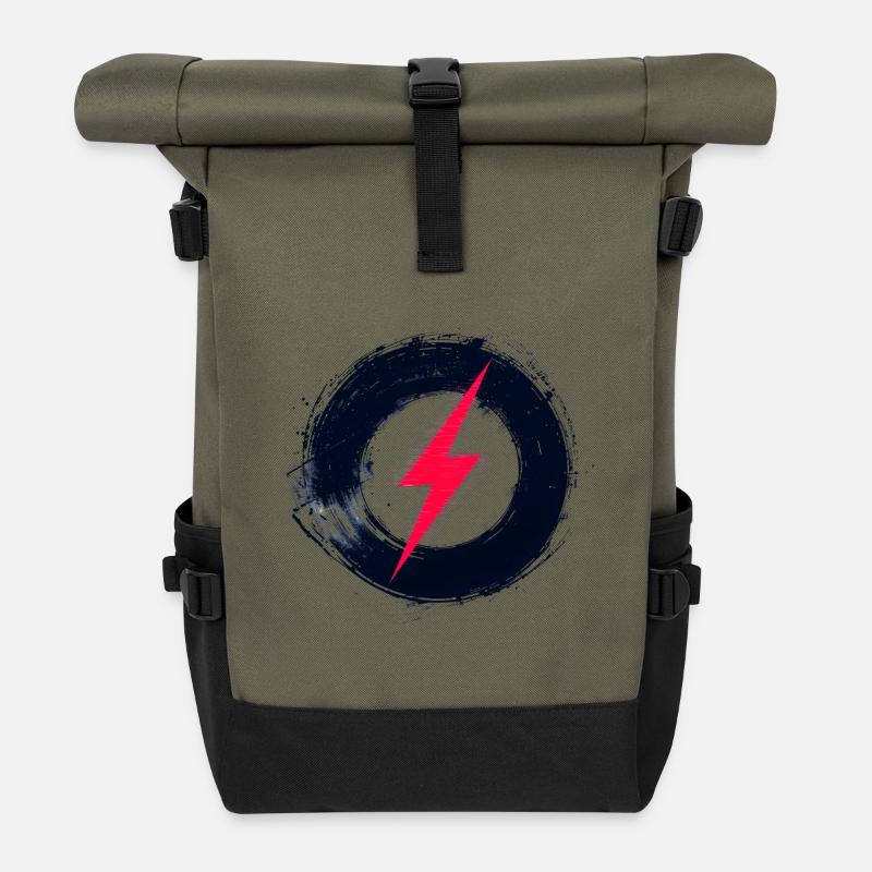 Liberté numérique - Art rétro du futur - Sac à dos roll top - olive/noir
