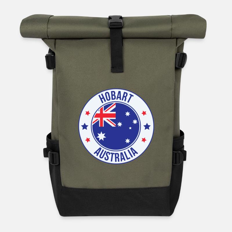 Hobart Badge AU - Sac à dos roll top - olive/noir