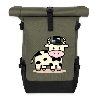 Groom Wedding Cow - Roll Top Backpack - olive/black - Front