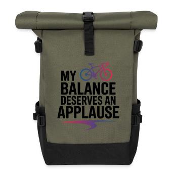 Künstlerisches Radfahren Mein Gleichgewicht verdient Applaus - Rolltop Rucksack - Olive/Schwarz - Vorne