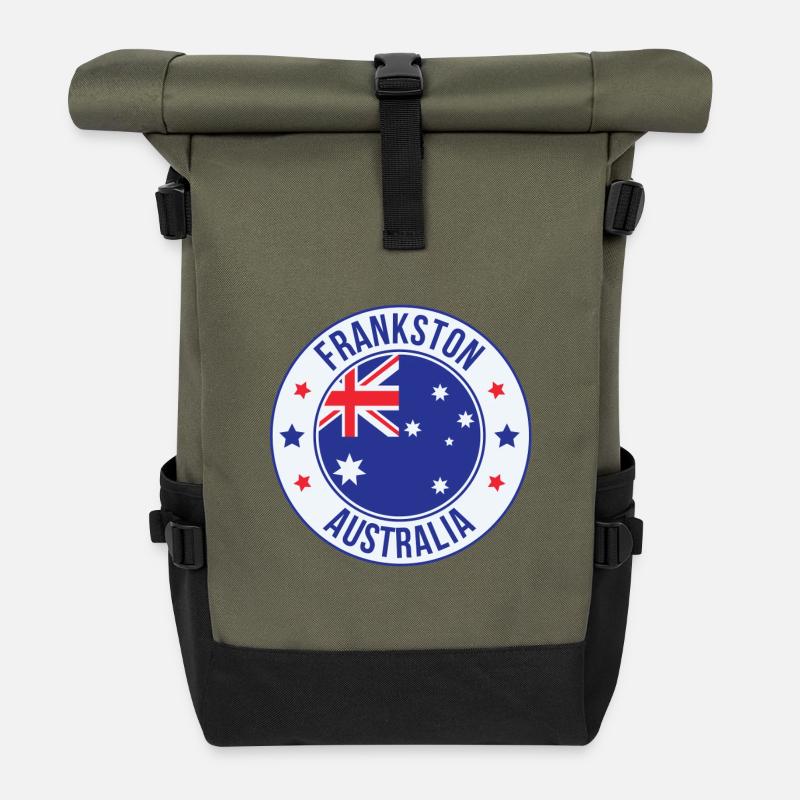 Emblème Frankston Australia - Sac à dos roll top - olive/noir