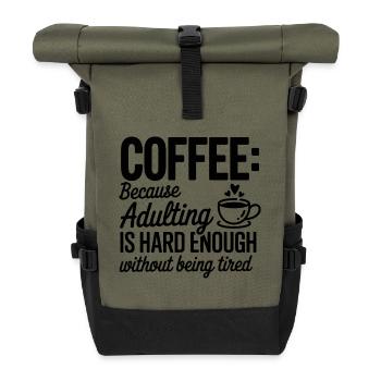 Kaffee Fokus: Alltagssprint - Rolltop Rucksack - Olive/Schwarz - Vorne