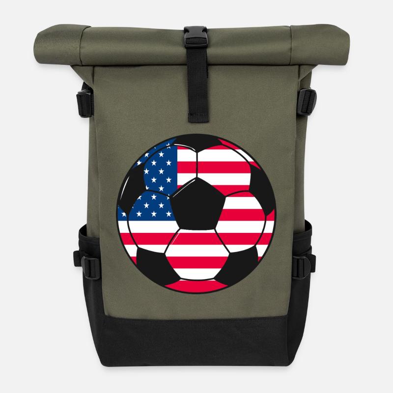 Soccer_team_USA - Roll Top Backpack - olive/black
