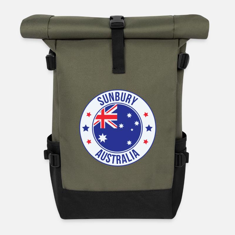 Emblème du drapeau australien de Sunbury - Sac à dos roll top - olive/noir