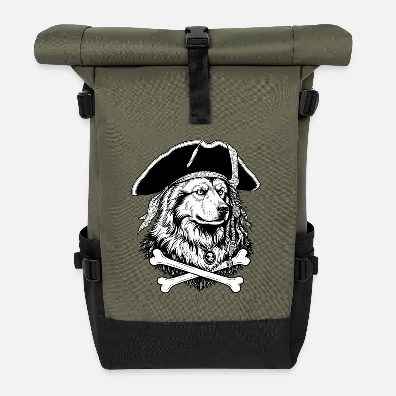 Eurasier | Pirate - Rolltop Rucksack - Olive/Schwarz