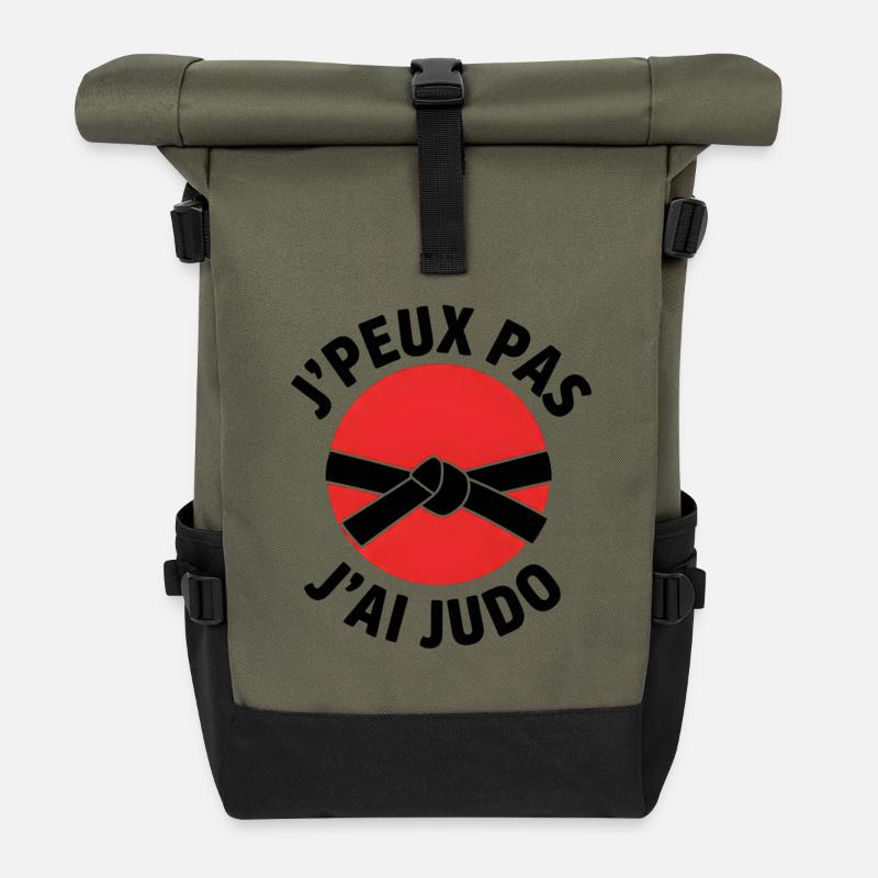 J'peux pas Judo Emblème Rouge - Sac à dos roll top - olive/noir