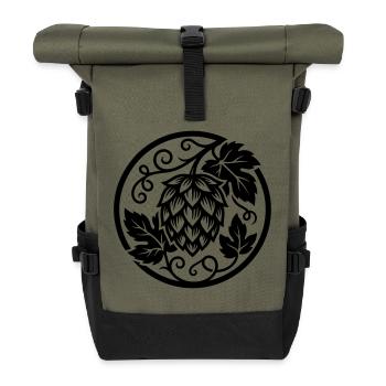 Hopfen Knospe - Rolltop Rucksack - Olive/Schwarz - Vorne