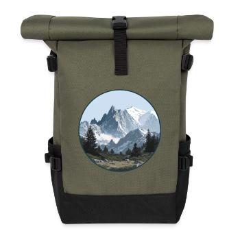 Mont-Blanc-Gebirgslandschaft - Rolltop Rucksack - Olive/Schwarz - Vorne