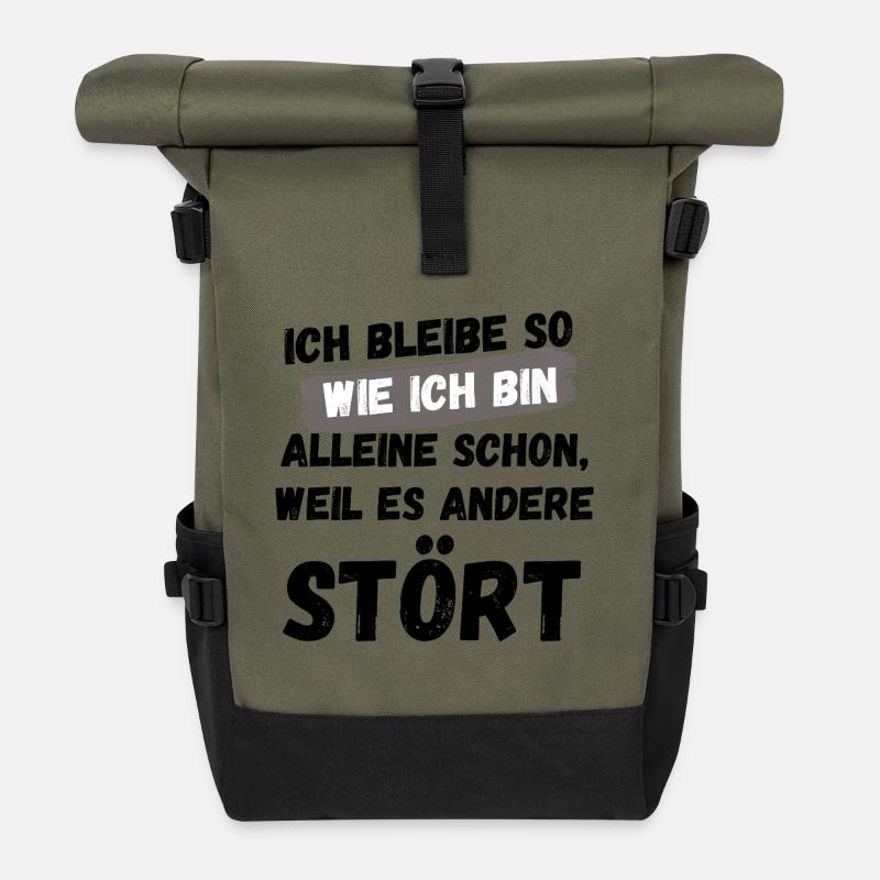 JE RESTE COMME ÇA, SARCASME, DRÔLE, BUREAU, TRAVAIL - Sac à dos roll top - olive/noir