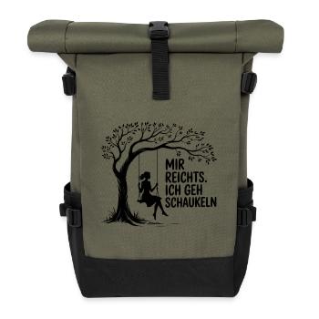 ICH WILL SCHAUKELN. KEINE LUST AUF MENSCHEN - Rolltop Rucksack - Olive/Schwarz - Vorne