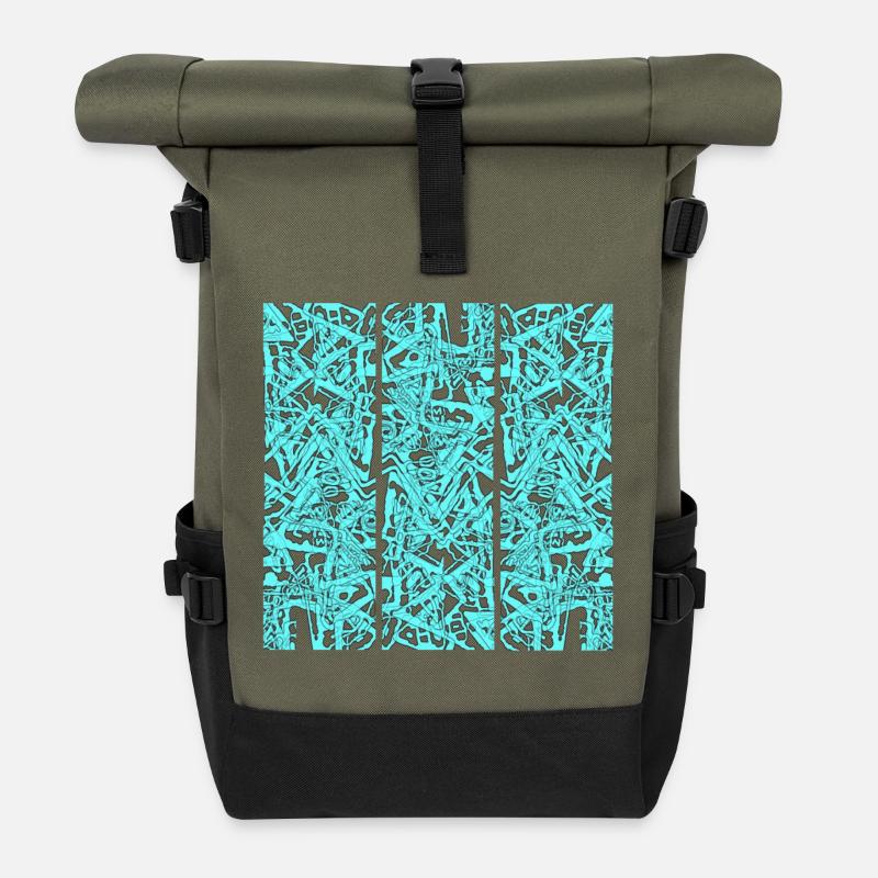 Türkises Chaos Triptychon - Rolltop Rucksack - Olive/Schwarz