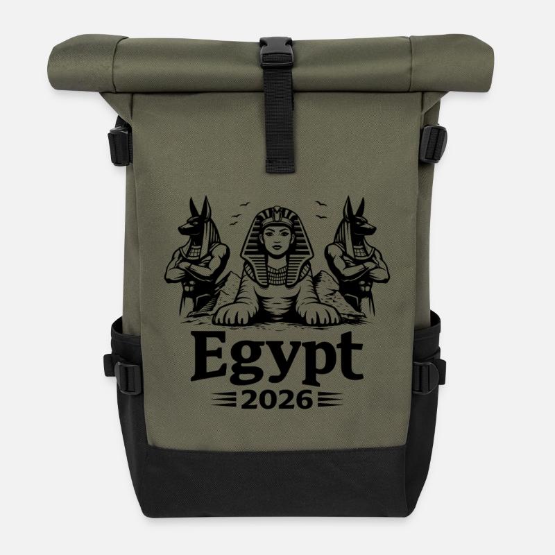 Sphinx Kleopatra Anubis Egypt 2026 Mystik - Rolltop Rucksack - Olive/Schwarz