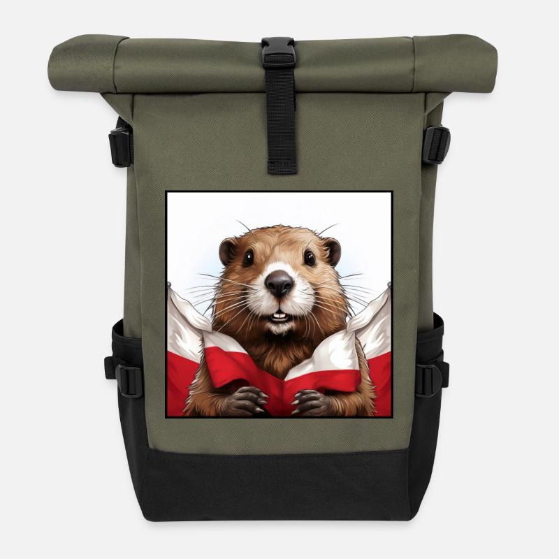 Drapeau de la Pologne du Beaver - Sac à dos roll top - olive/noir