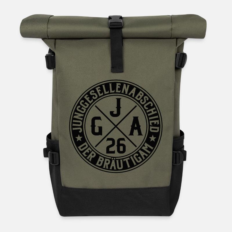 Der Bräutigam 2026 Junggesellenabschied - Rolltop Rucksack - Olive/Schwarz