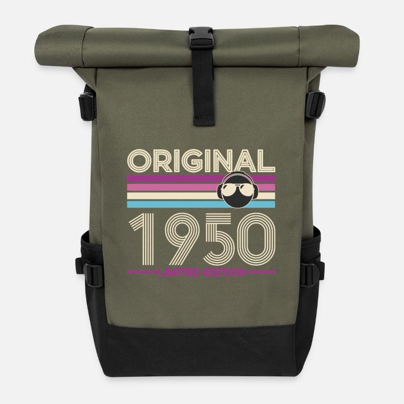 Original 1950's Vintage Edition - Roll Top Backpack - olive/black