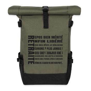 RETREAT (black text) - Roll Top Backpack - olive/black - Front