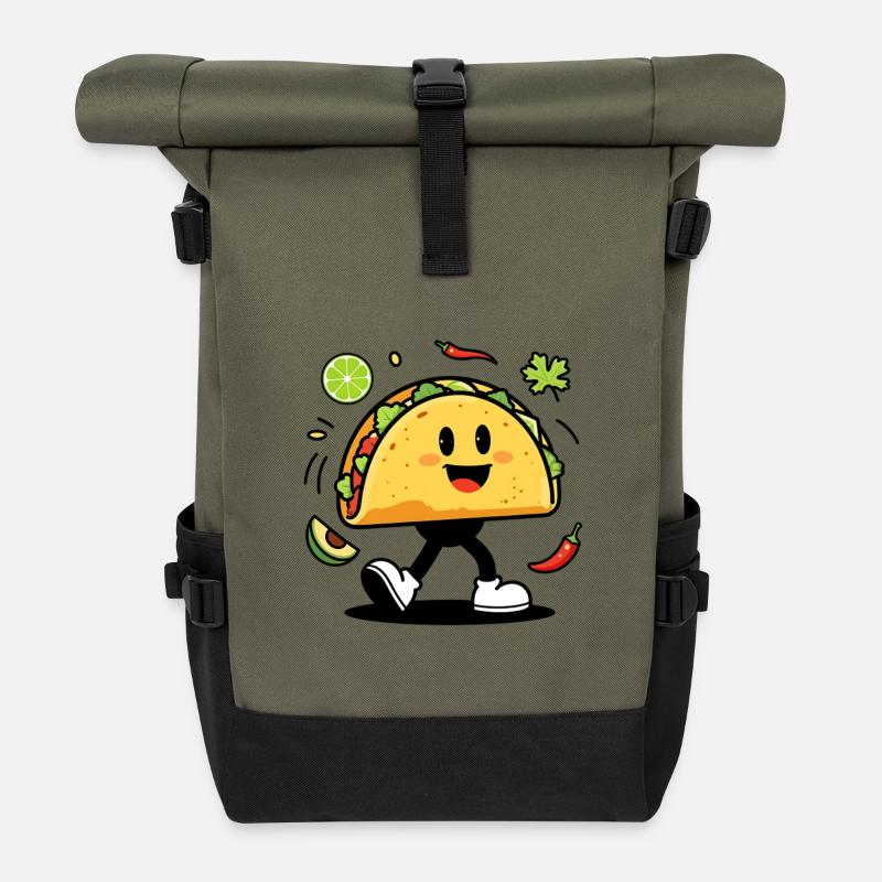 Taco man, man tacos - Roll Top Backpack - olive/black