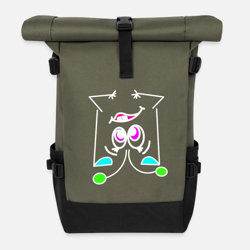 Neon Mood Flip - The Turning Face - Roll Top Backpack - olive/black