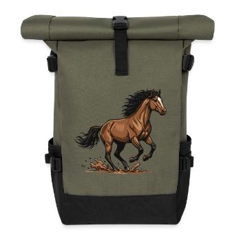 Cheval Alezan Galop Énergie Équestre Illustration - Sac à dos roll top - olive/noir - Devant