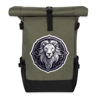 Cosmic Leo Round Astral Pattern - Roll Top Backpack - olive/black - Front
