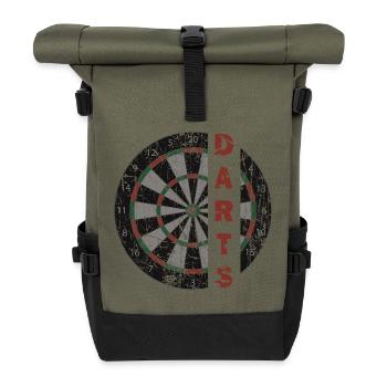 Darts Dartscheibe 180 Vintage - Rolltop Rucksack - Olive/Schwarz - Vorne
