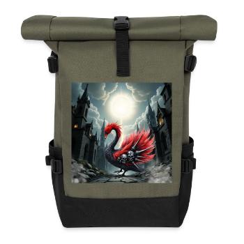 Gothic phoenix with skulls - Roll Top Backpack - olive/black - Front
