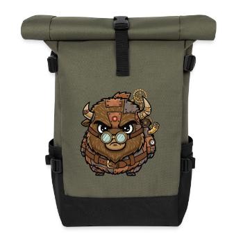 Bison Steampunk Cyborg Armor Gears - Roll Top Backpack - olive/black - Front