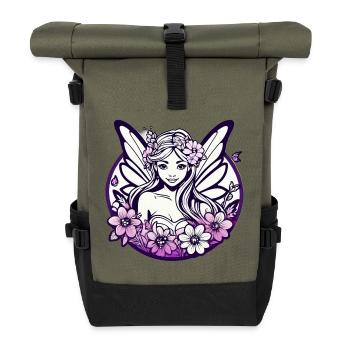Purple floral fairy t-shirt fantasy chic art design - Roll Top Backpack - olive/black - Front