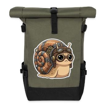 Snail Aviator Steampunk Shell Copper - Roll Top Backpack - olive/black - Front