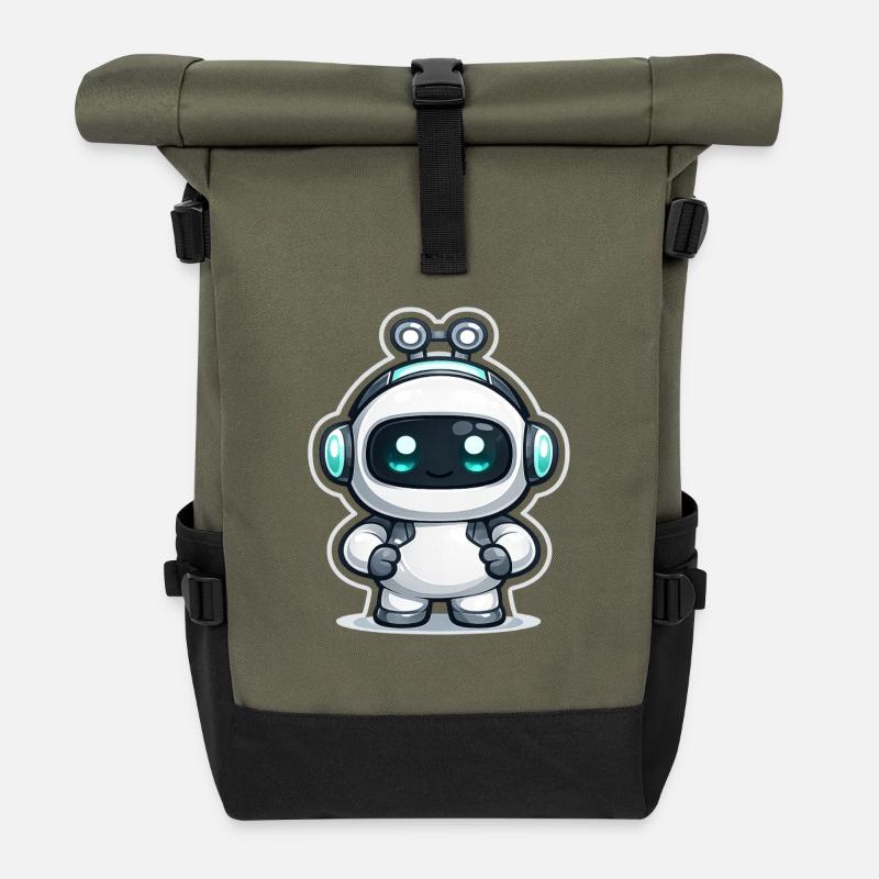 Copilot KI-Roboter-Maskottchen niedlicher Entwickler-Aufkleber - Rolltop Rucksack - Olive/Schwarz