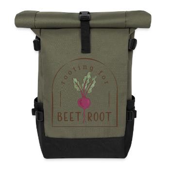Earthy Beetroot Design - Minimalist Botanical  - Rolltop Rucksack - Olive/Schwarz - Vorne