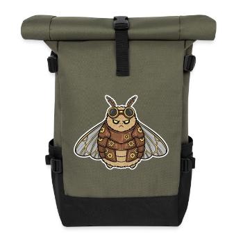 Steampunk Night Moth Armor Bronze Gears - Roll Top Backpack - olive/black - Front
