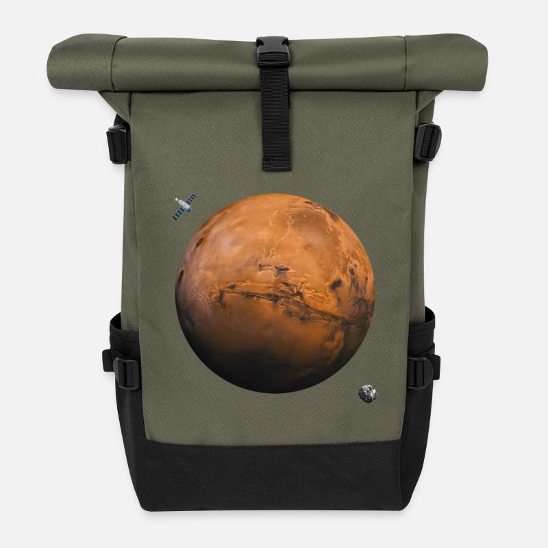 Planète Mars - Sac à dos roll top - olive/noir