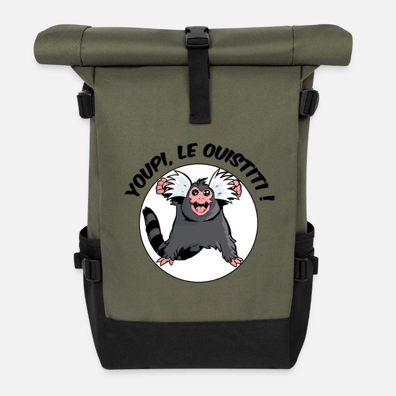Juhu, das Marmoset! - Rolltop Rucksack - Olive/Schwarz